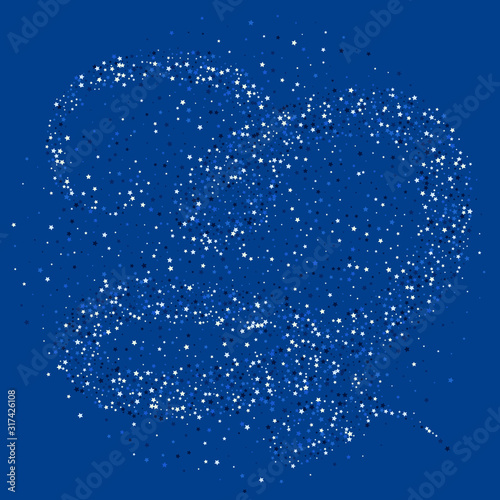 Blue Sparkle Magic Digital Border. Galaxy Glow Template. Magic Confetti Pattern. White Digital Festive Template.