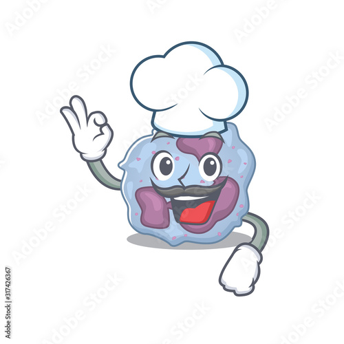 Leukocyte cell cartoon character wearing costume of chef and white hat