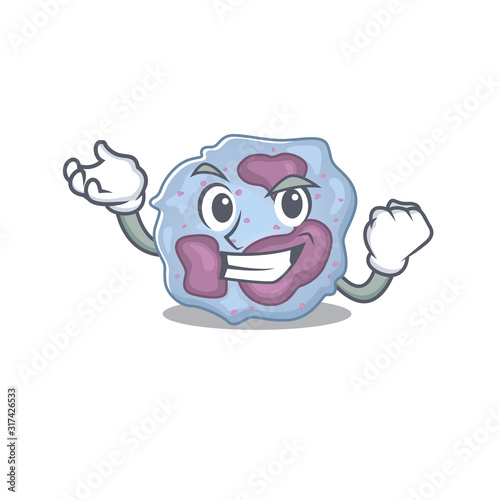 Happy confident Successful leukocyte cell cartoon character style