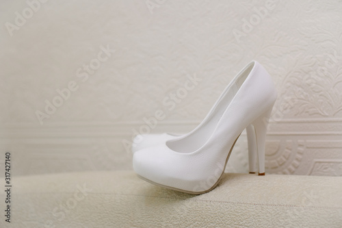 Women's white shoes of the bride