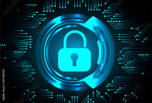 Closed Padlock on digital background, cyber security