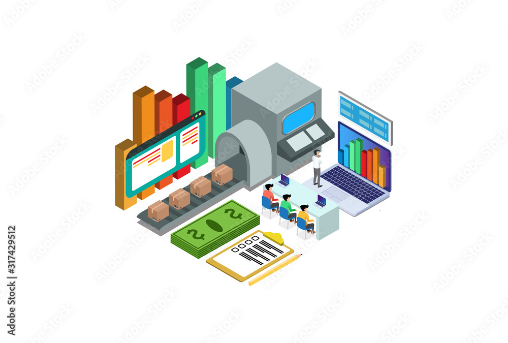 Modern Isometric Cost Per Acquisition Illustration, Web Banners, Suitable for Diagrams, Infographics, Book Illustration, Game Asset, And Other Graphic Related Assets