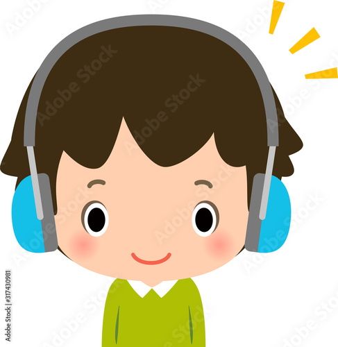 防音イヤーマフをつけた男の子