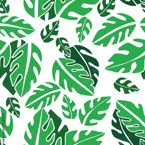 Vector seamless floral pattern. Home gardening. Green leaves. Ideal for paper, dough and gift products