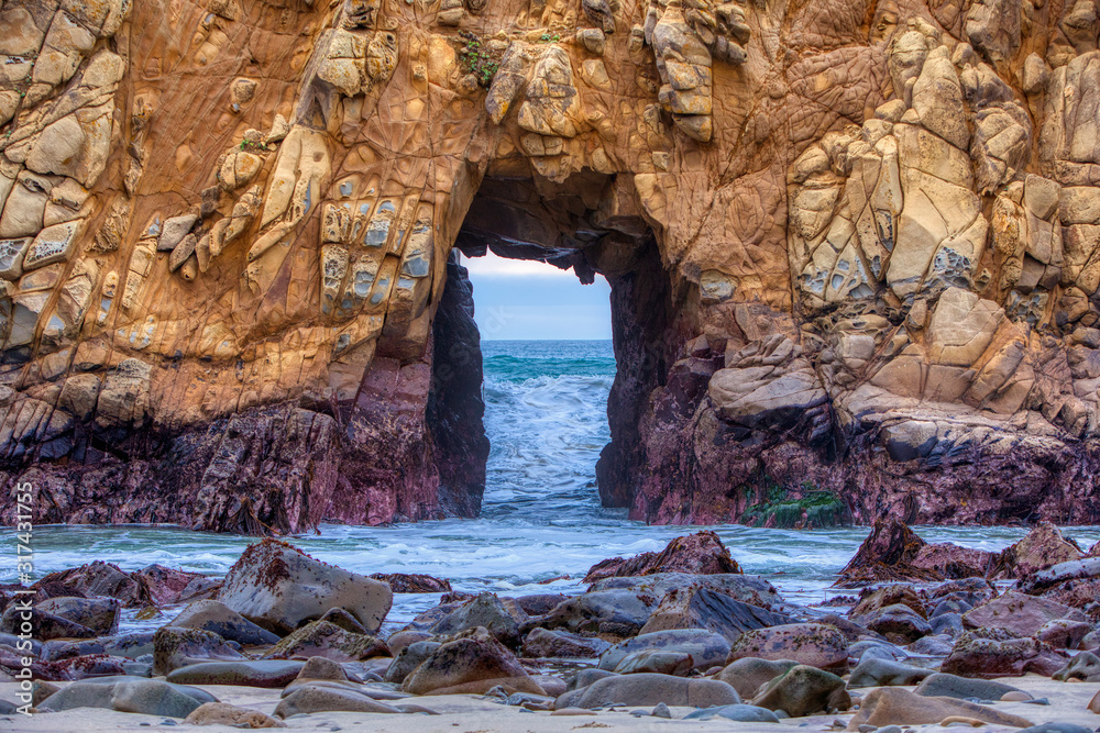 Keyhole Rock. Pfeiffer Beach, Home of the Purple Sand Beach