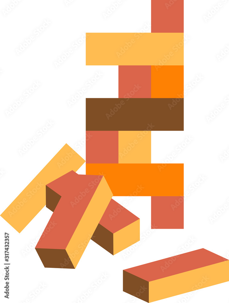 Wooden block icon, wooden toy icon , vector line illustration Wooden block icon, wooden toy icon , vector line illustration