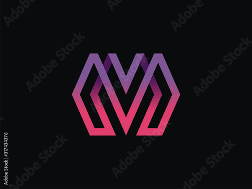 Vector letter M. Monogram MV.