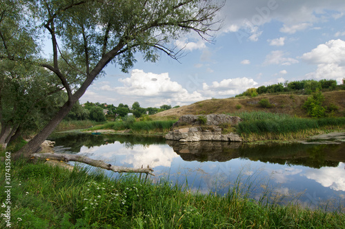 Scenic view among the rocks on the river