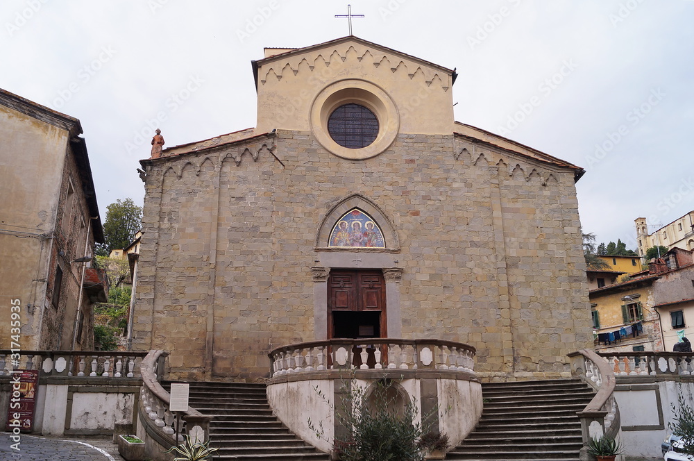 Facade of Collegiate Priory of Saints Stephen and Niccolao, Pescia, Tuscany, Italy