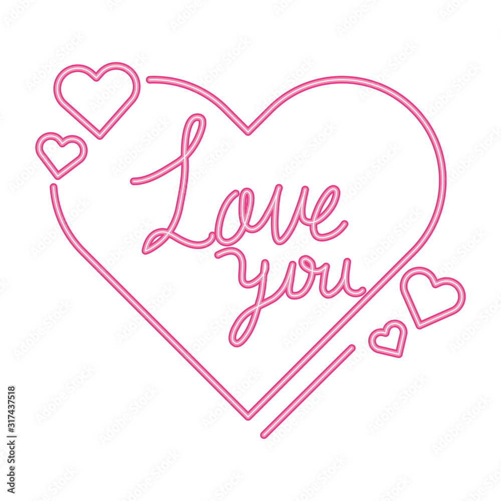 love you lettering in heart isolated icon