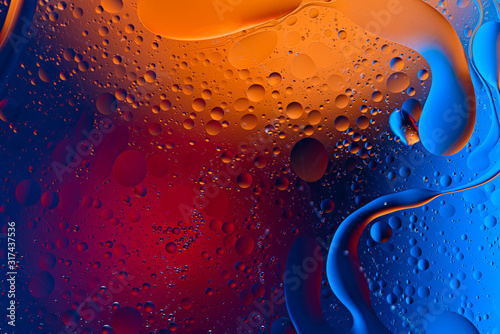 abstract colorful background, texture of oil drops on water surface for Wallpaper, banner