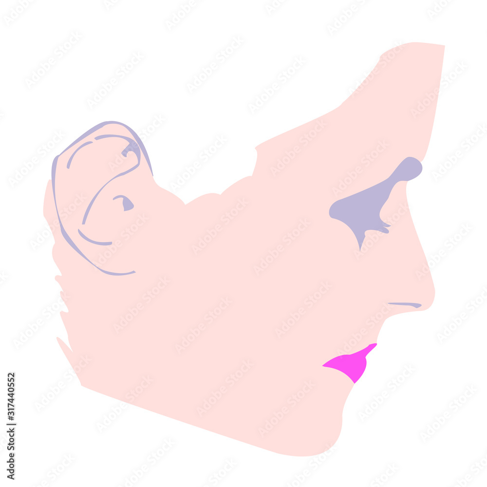 Side of the face with eyes closed Side of the face with eyes closed