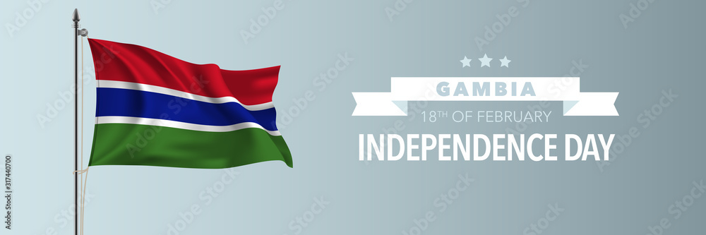 Gambia happy independence day greeting card, banner vector illustration