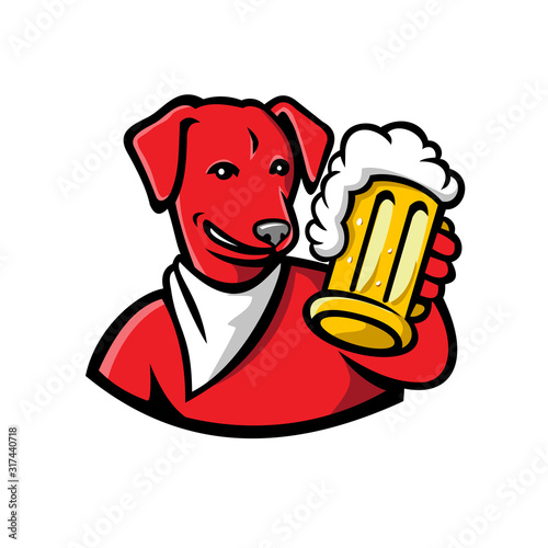Red English Lab Dog Beer Mug Mascot