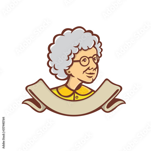 Grandmother Looking Side Ribbon Mascot