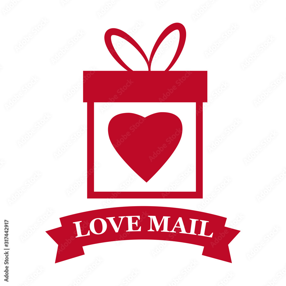 Love Mail icon Happy Valentine day gift box with heart Love Mail icon Happy Valentine day gift box with heart