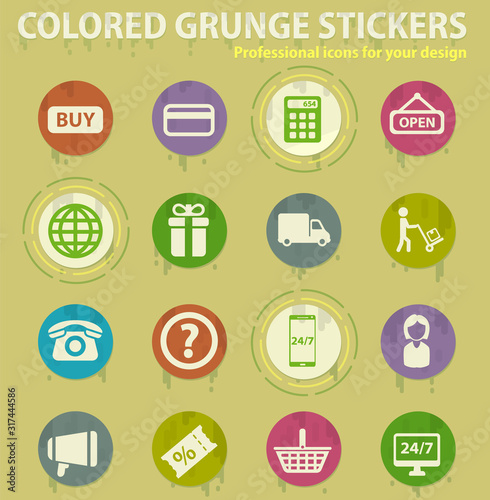 e-commerce colored grunge icons
