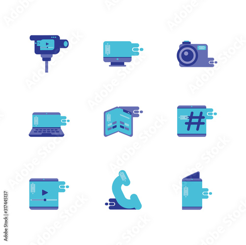 Isolated social media icon set vector design