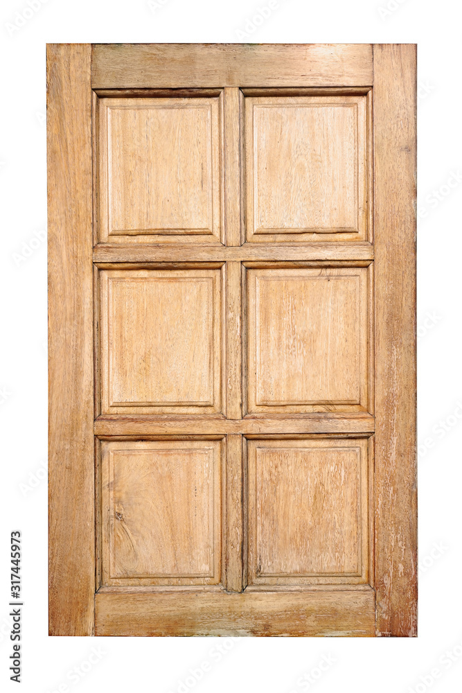 Wooden door isolated on white background. This has clipping path.