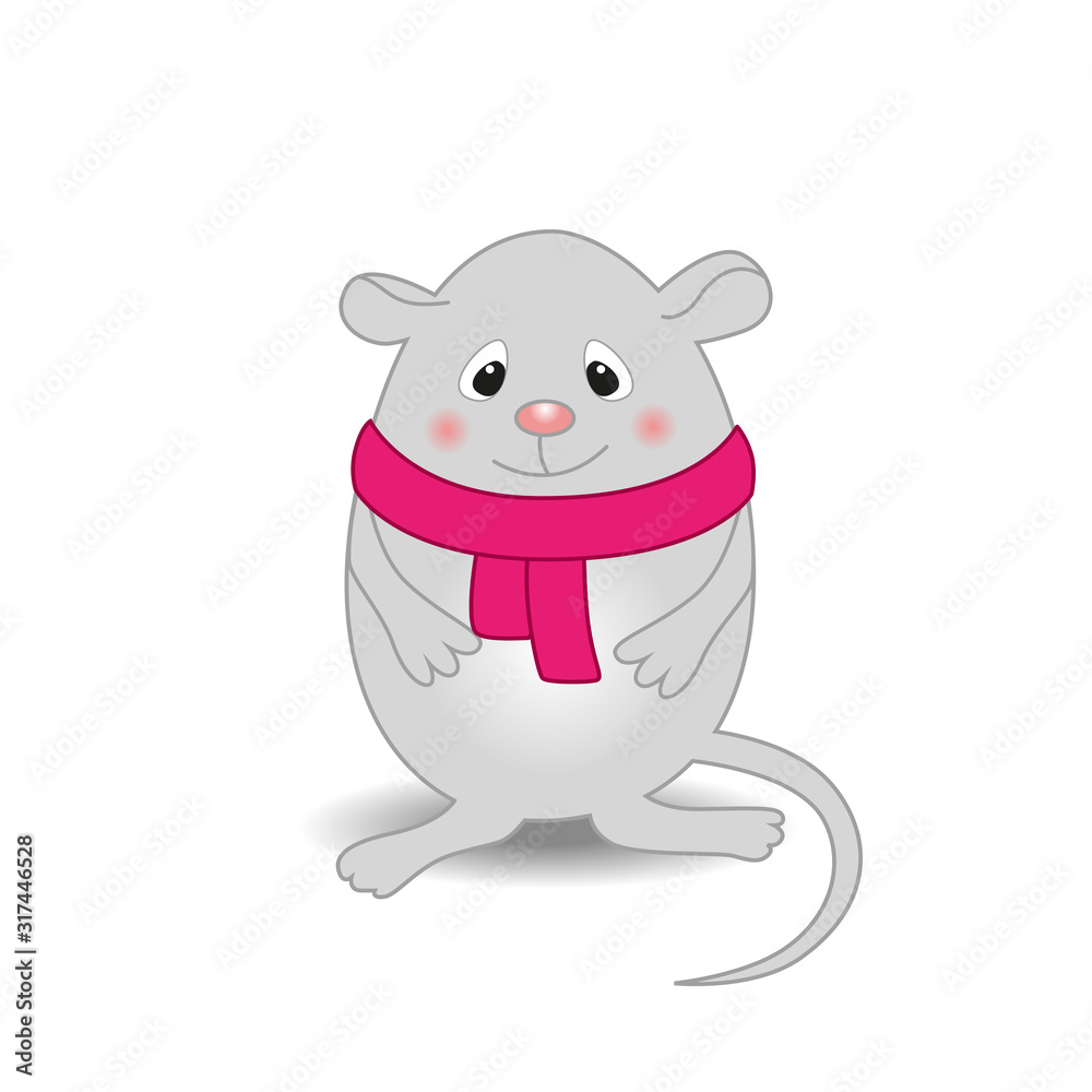Fototapeta premium Cartoon rat vector illustration isolated on white background.