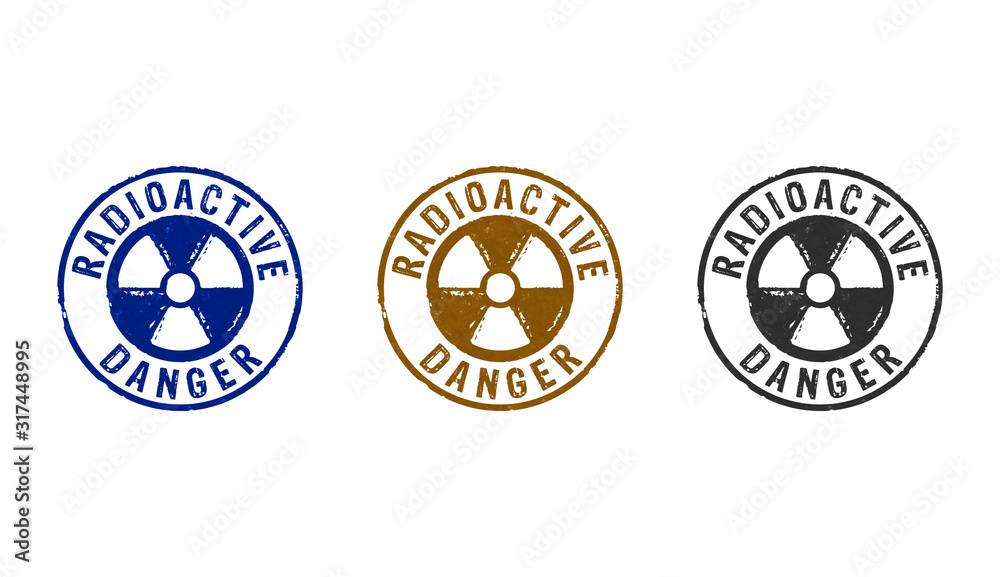 Radioactive danger symbol stamp and stamping Radioactive danger symbol stamp and stamping
