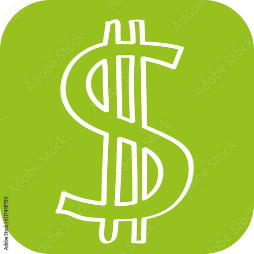 Handgezeichnetes Dollar-Symbol auf hellgrünem Hintergrund