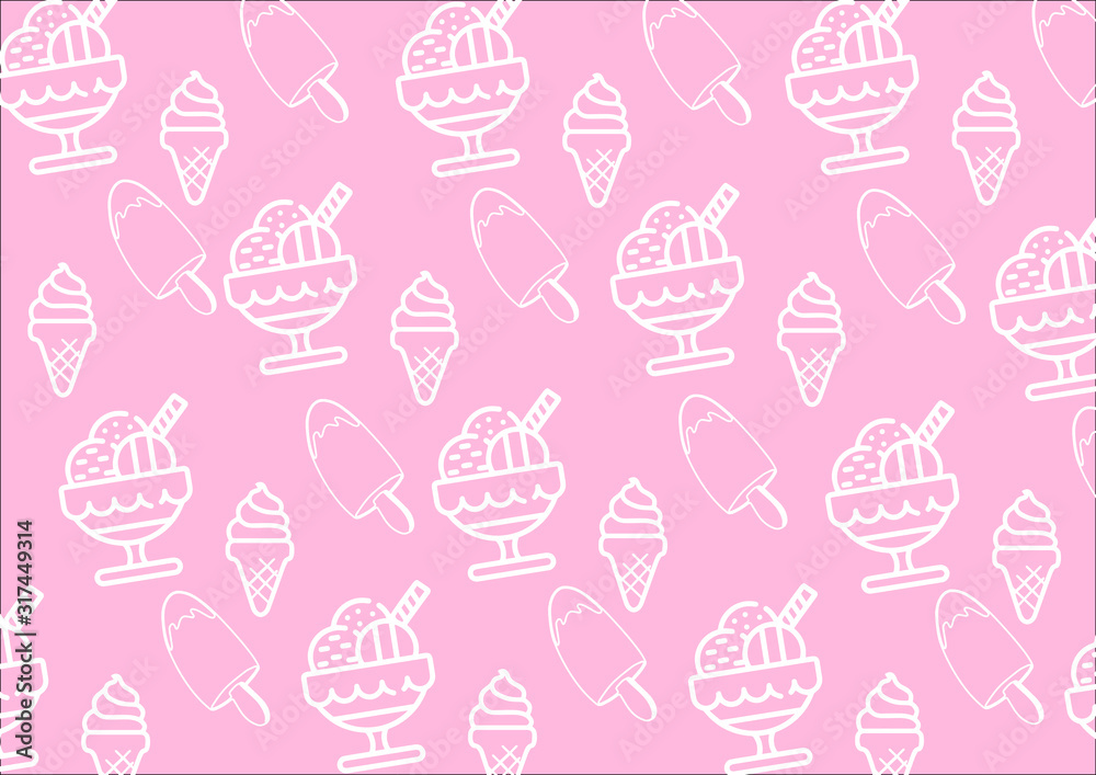 Pink ice cream pattern vector