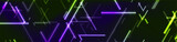 Green and violet neon laser lines abstract tech banner. Vector modern background