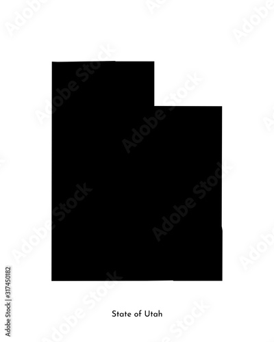 Vector isolated simplified illustration icon with black map's silhouette of State of Utah (USA). White background