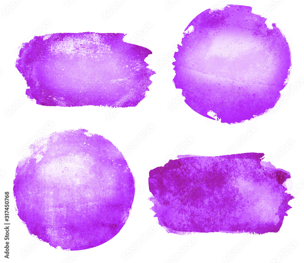 Four watercolor figures (square, circle, rectangle; triangle) on white