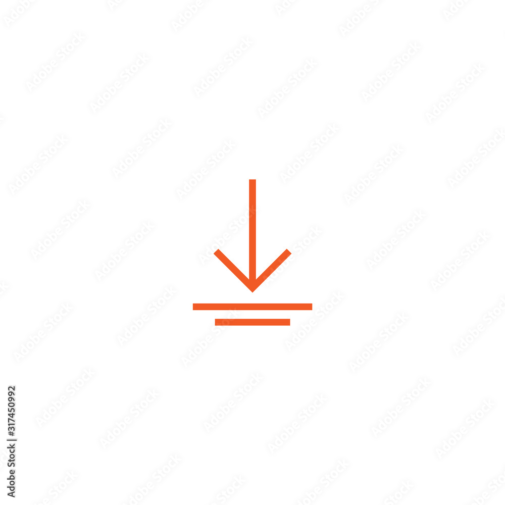 red thin arrow down icon. flat download sign isolated red thin arrow down icon. flat download sign isolated