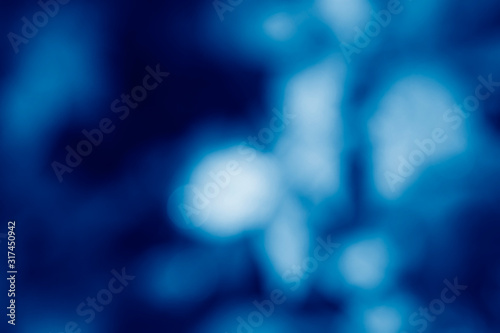 abstract blurred nature background toned in trendy Classic Blue color of the Year 2020