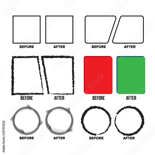 Geometrical Figures Before And After Set Vector