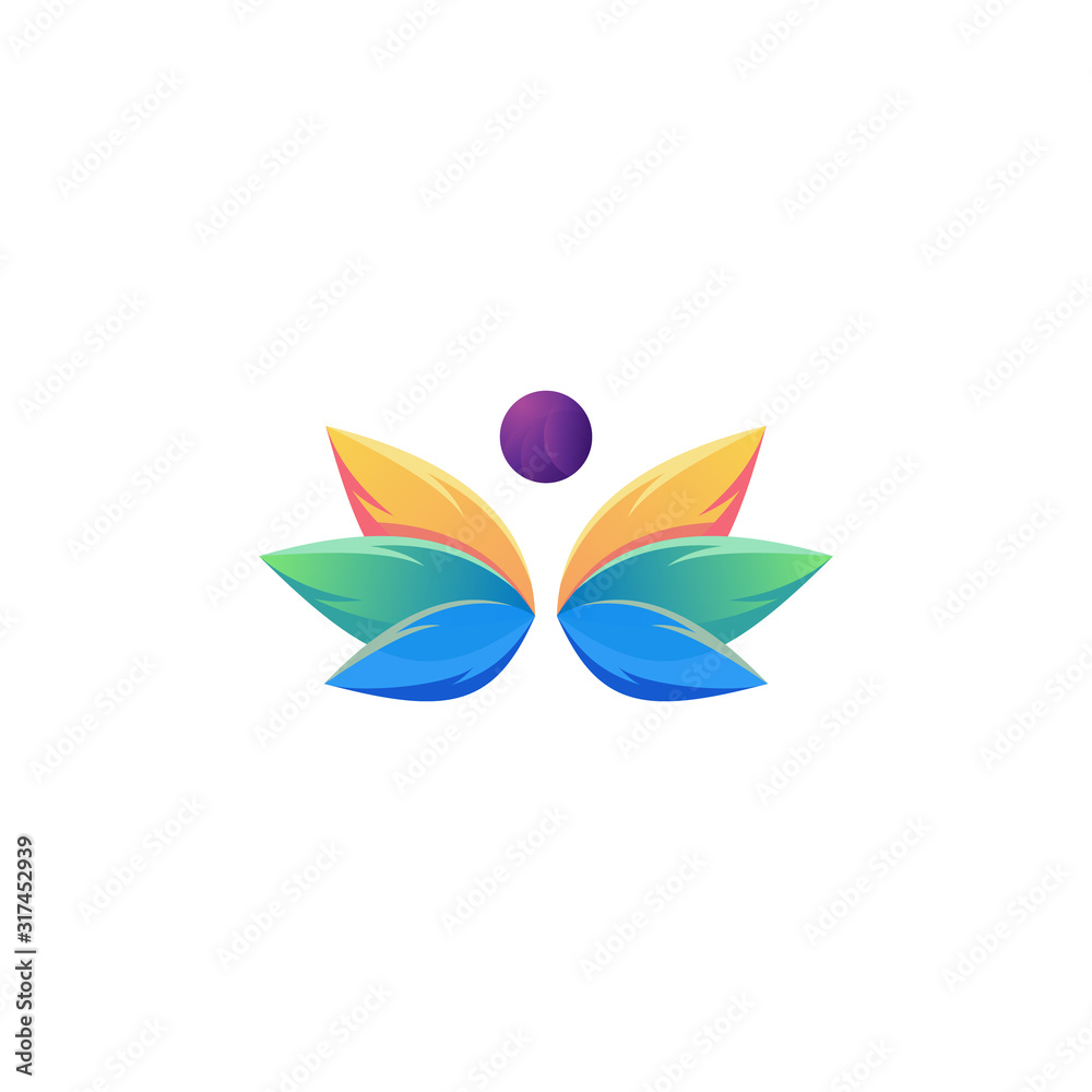 Lotus color full logo bundle.Lotus vector template