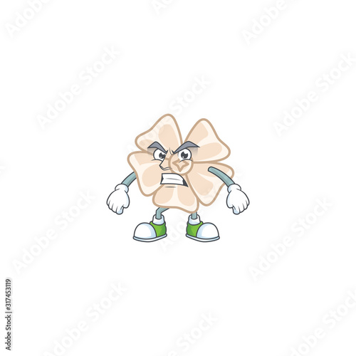 cartoon character of chinese white flower with angry face