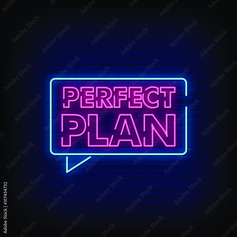 Perfect Plan Neon Signs Style Text Vector Perfect Plan Neon Signs Style Text Vector