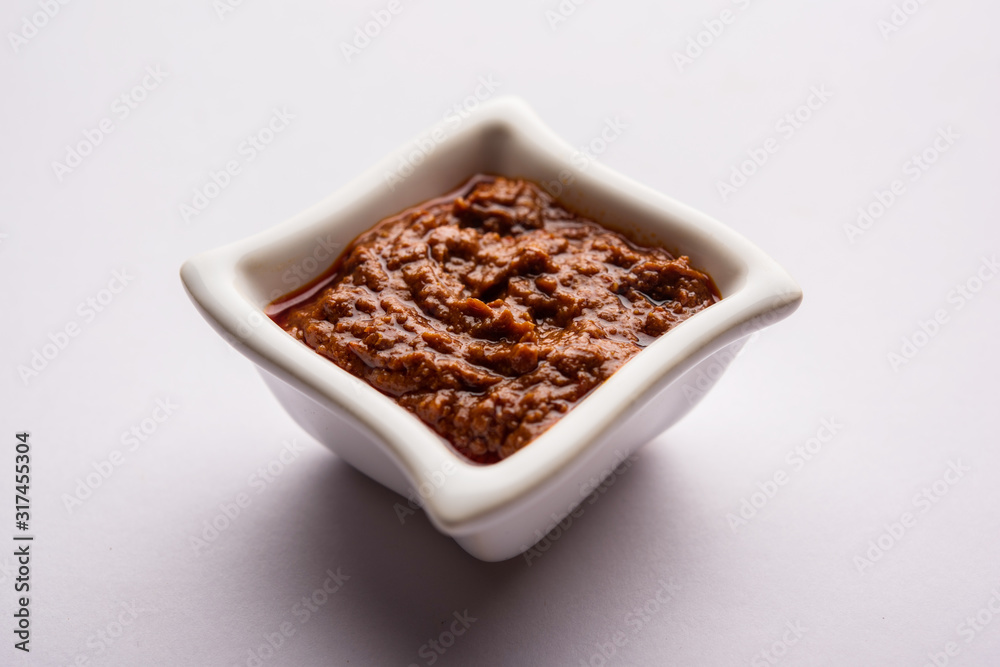 Homemade Tandoori Paste or Marinade mixture, in a bowl. used for grilled chicken or Paneer or vegetable. selective focus Homemade Tandoori Paste or Marinade mixture, in a bowl. used for grilled chicken or Paneer or vegetable. selective focus