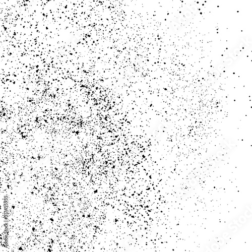 Black Grainy Texture Isolated On White Square Background. Dust Overlay. Dark Noise Granules. Digitally Generated Image. Vector Design Elements, Illustration, Eps 10.