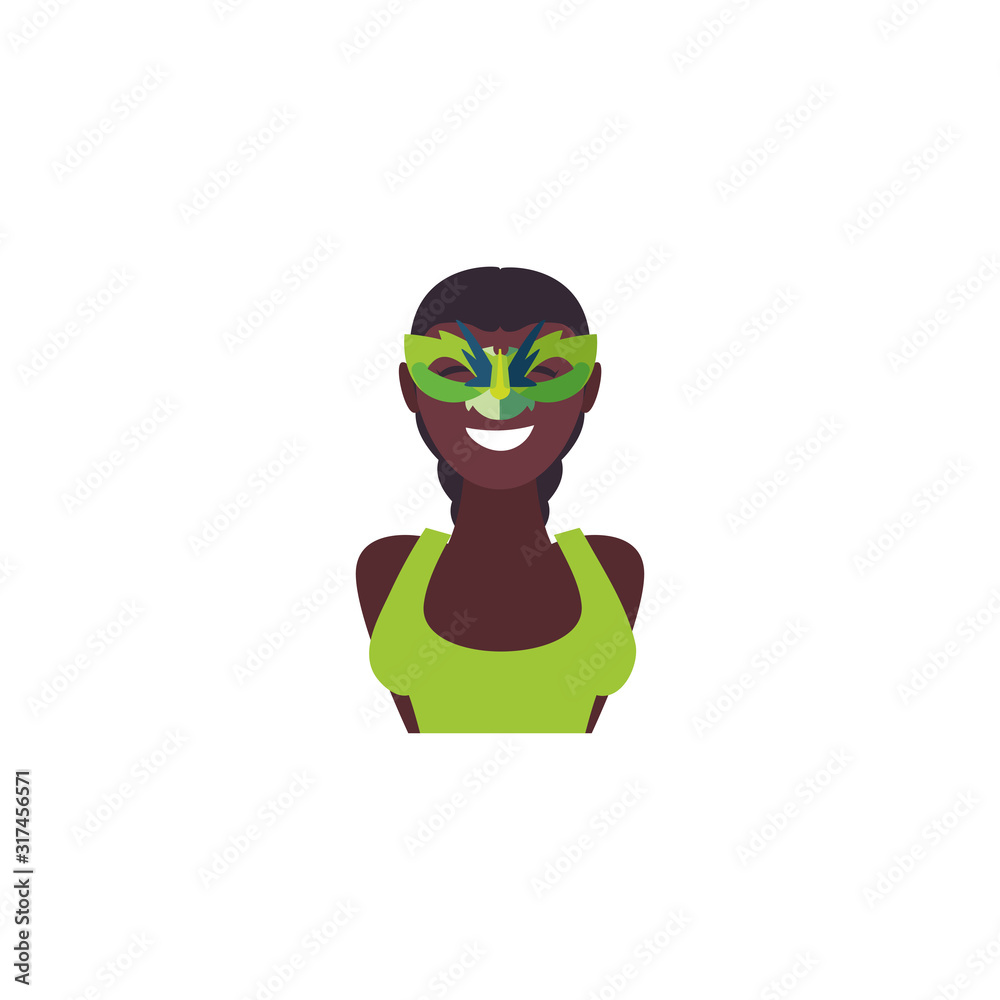 Isolated woman with party mask vector design