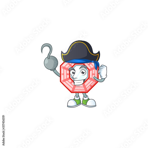 Cool one hand Pirate chinese pink flower cartoon character wearing hat