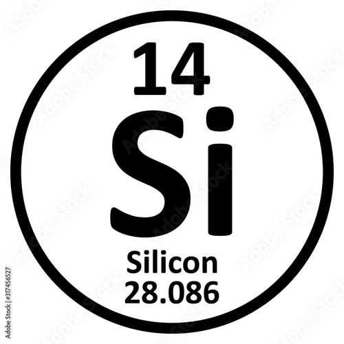 Periodic table element silicon icon.