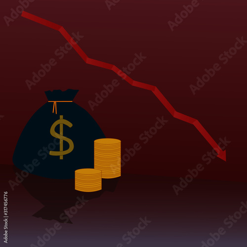 template for presentation suitable for describing economic crisis and recession
