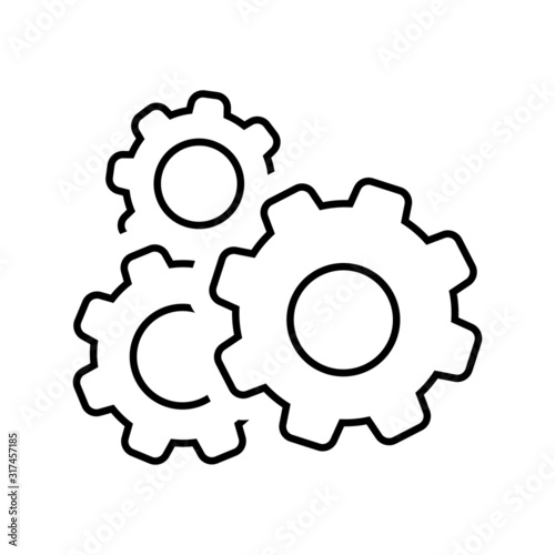 Gear vector icon, cog wheel illustration sign, engine circle symbol.