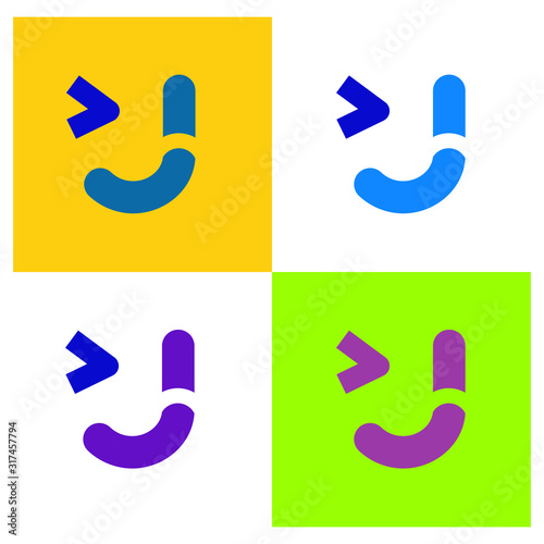   initial J letter logo smile wink design