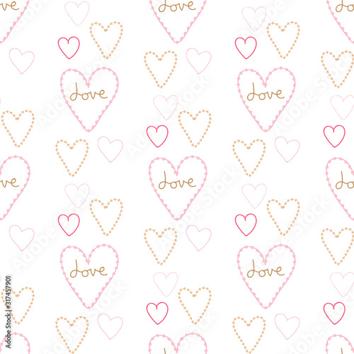 Seamless pattern of sweet hearts on a white background.