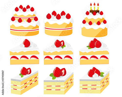 ショートケーキ　苺　生クリーム　ホールケーキ