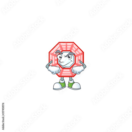 Chinese square feng sui mascot cartoon character style with Smirking face