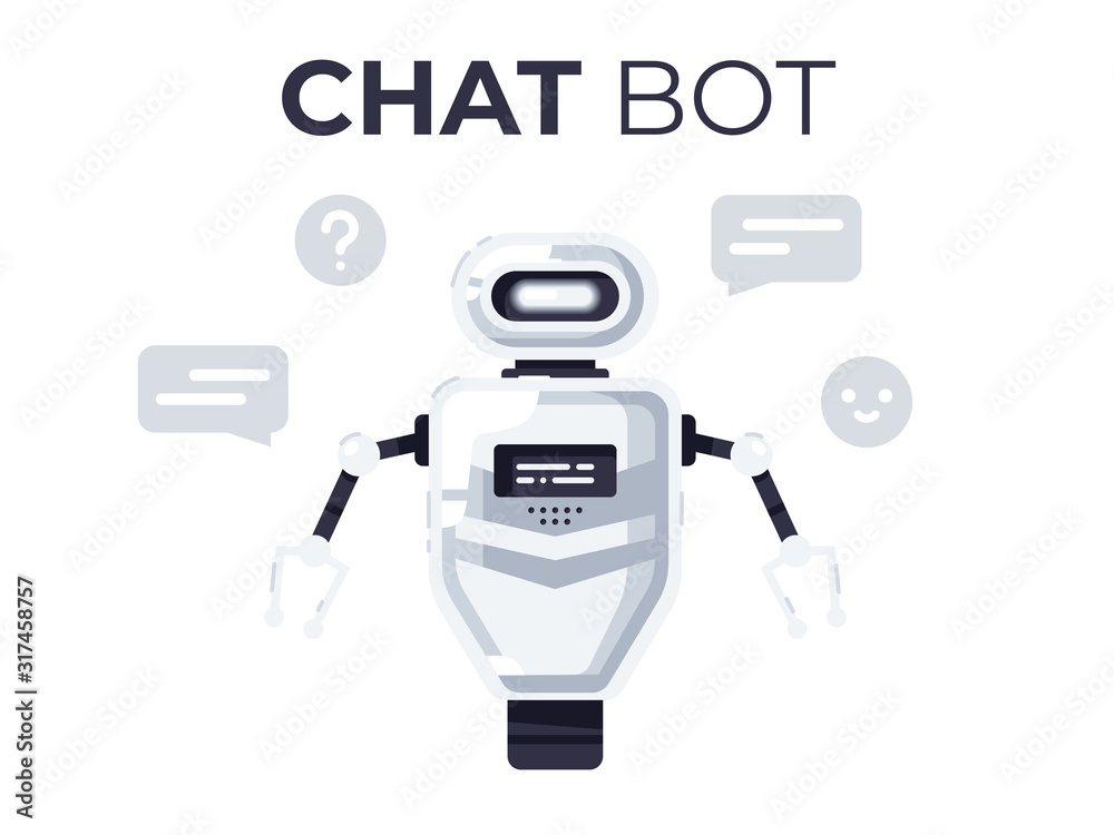 Robot isolated. Cute cartoon chat bot design. Robot toy. Funny simple ...
