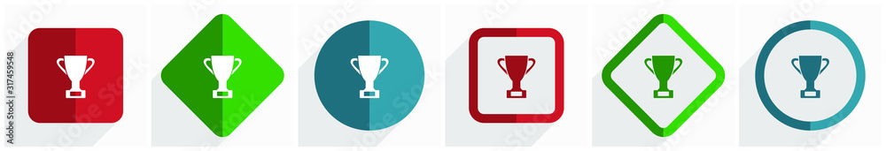 Cup icon set, flat design vector illustration in 6 options for webdesign and mobile applications in eps 10 Cup icon set, flat design vector illustration in 6 options for webdesign and mobile applications in eps 10