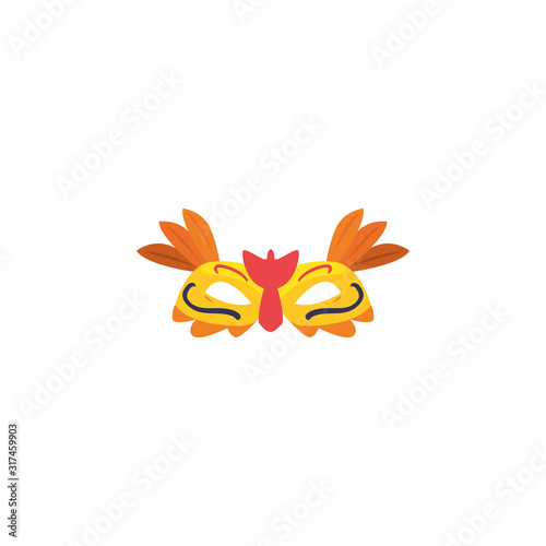 Isolated yellow party mask vector design